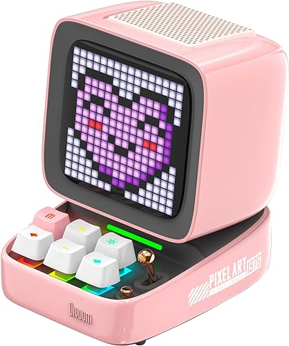 Divoom Ditoo Altoparlante Bluetooth Portatile con Display Pixel Retro, Controllo con Smartphone APP/Tastiere Meccaniche Retroilluminate RGB (Rosa) - Fashionser