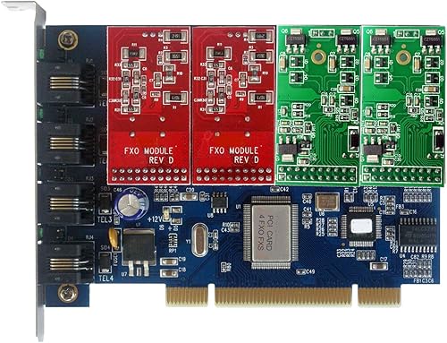Scheda Asterisk TDM400P con moduli 2 FXO+2 FXS,PCI,per Asterisk,Issabel,FreePbx,AsteriskNow,Dahdi - TDM400 IP PBX - Fashionser