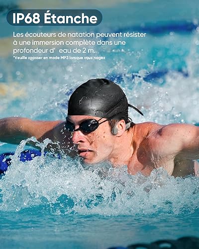 Cuffie Bluetooth 5.4 Conduzione Ossea Auricolare Nuoto Wireless Memoria 32GB Integrata Lettore MP3 Impermeabile IP68 Auricolare Impermeabile Nuoto Auricolare Piscina per Ciclismo Sport Nuoto - Fashionser
