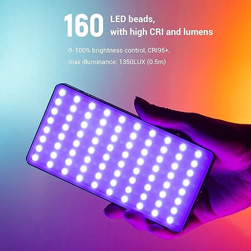 SMALLRIG Luce Video LED, RGB Video Light con Batteria Ricaricabile da 3800 mAh, Controllo Colore HSI Completo e Gamma CCT 2500K-8500K per Vlogger Content Creator - 3157 - Fashionser