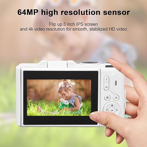 Fotocamera Digitale UHD 4K da 64 MP per Fotografia, Fotocamere Compatte con Zoom Automatico 18x e Schermo Ribaltabile da 3 Pollici, Fotocamera per Ricaricabile da 1150 - Fashionser