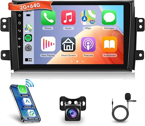 2G+64G Autoradio Android 13 per Suzuki SX4 2006-2013 Fiat Sedici 2005-2014, 9' HD Schermo Tactile Stereo Auto co Carplay Android Auto Wireless GPS Wi-Fi USB Bluetooth Radio FM RDS Retrocamera - Fashionser