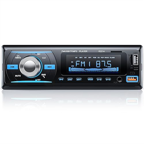 RDS Autoradio Bluetooth 5.0 Vivavoce, Chismos FM/AM Bluetooth Autoradio con telecomando, Supporto due USB/AUX in/SD/TF/WMA/WAV/MP3 Player, 1 DIN Stereo Radio 4x65W Supporto iOS Android - Fashionser