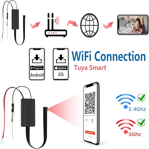 TANGMI Mini Telecamera Spia Nascosta1080P HD, Portatile 2.4G e 5Ghz Telecamera Nascosta, Rilevamento del Movimento e Registrazione in Loop Micro Telecamera Spia con Batteria - Fashionser