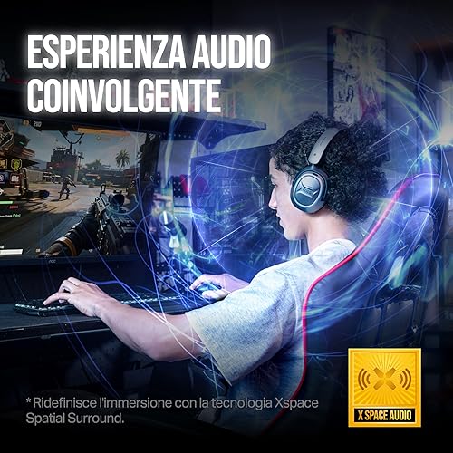 OXS Storm A2 Cuffie da Gioco Wireless, Cancellazione Attiva del Rumore, Bluetooth 5.4 & Bassa Latenza 2,4 GHz, Doppia Modalità EQ, 70 Ore di Batteria, per PC, PS4, PS5, Switch e Cellulare, Nero - Fashionser