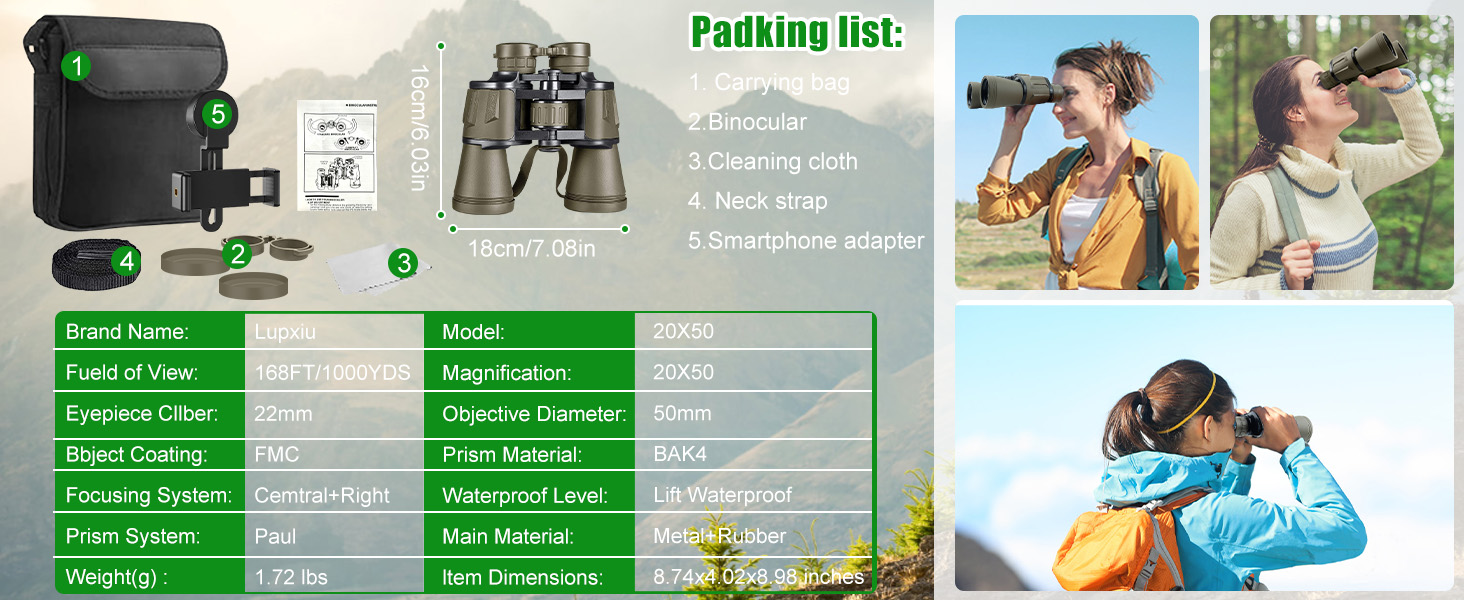 binocolo professionale 20x50