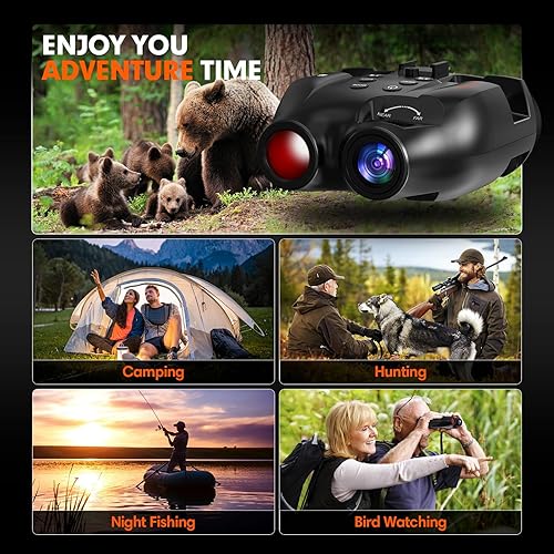 Occhiali per la visione notturna montati sulla testa, binocolo per la visione notturna a infrarossi a mani libere 984FT, occhiali per la visione notturna ricaricabili via USB con cinghia per la testa - Fashionser