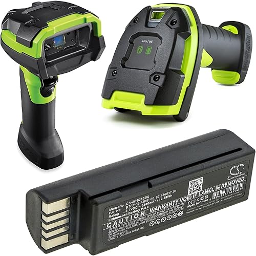 TECHTEK Batterie 3400mAh compatibile con [Zebra] DS3600, DS3678, EVM, LI3600, LI3678, LS3600, LS3678 sostituisce 82-166537-01, BT-000341-01, BTRY-36IAB0E-00 FBA - Fashionser