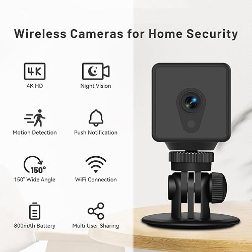 EKJANEPE Mini Telecamera WiFi Interno, Videocamera Sorveglianza 1080P, Visione Notturna, Rilevamento di Movimento, Controllo Remoto Con App - Fashionser