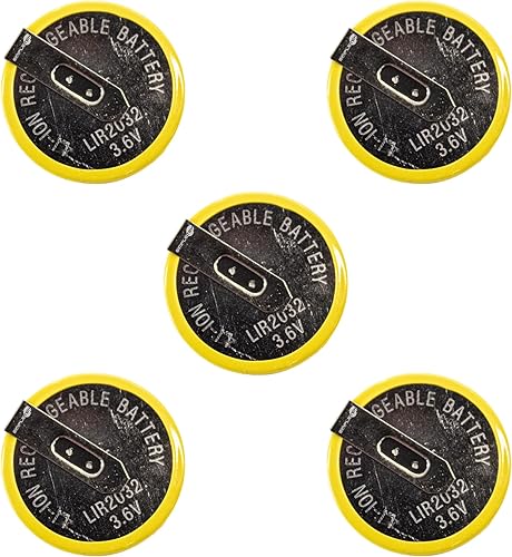 SIMPLETEK - 5X Batteria Ricaricabile LIR2032 Li-Ion Bottone da Saldare con Connettori a 90° 3.6V Compatibile con BMW Telecomando E39 E46 E49 E60 E90 M3 M5 X3 320 330 (5 pezzi) - Fashionser