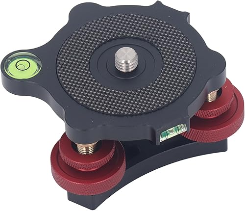 Base Livellante per Treppiede, Livellatore per Fotocamera, Testa a Tre Ruote a 3 Assi in Lega di Alluminio, Filettatura da 3/8 Pollici, Regolazione Precisa Dell'angolo +/- 5°, - Fashionser