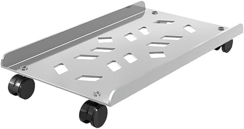 supporto per pc Supporto mobile in acciaio for CPU, carrello mobile for PC con ruote girevoli bloccabili, supporto for CPU ventilato for ufficio domestico adatto alla maggior parte dei PC(Nero) - Fashionser