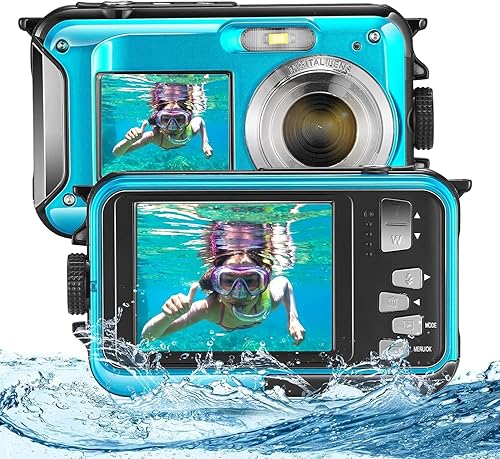 Biebuxo Macchina Fotografica Subcquea Full HD 2,7 K 48 MP Fotocamera impermeabile digitale 16 x Fotocamera Subacquea con microfono a LED ritardatore per adolescenti, student - Fashionser