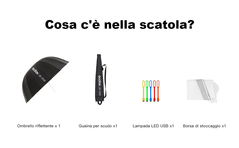 Godox UB-105W 41.3" 105cm105cm Interno bianco parabolico profondo ombrello riflettente Studio Soft 