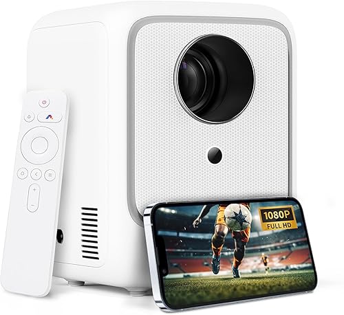 【Auto Keystone】Proiettore 4K Supporta, 2024 Heyup 10000L Videoproiettore 1080P Nativo 5G WiFi and Bluetooth, Mini Proiettore Portatile Home Cinema per Phone/iOS/Android/TV Stick/HDMI/USB, Bianca - Fashionser