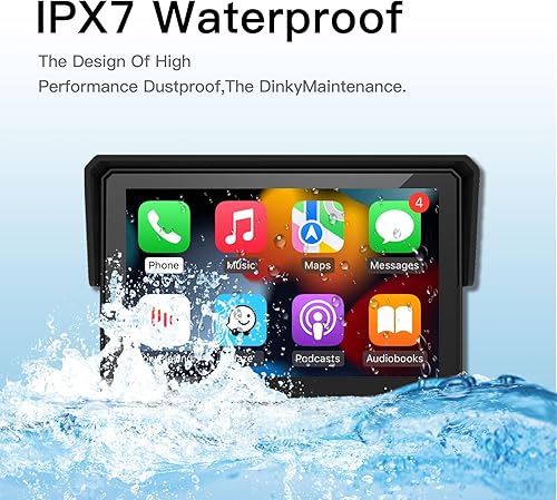 Display touchscreen premium CARabc DB601 da 6'' per moto BMW, CarPlay wireless e Android Auto, impermeabile IP68, GPS integrato, Wi-Fi 5G, supporto Siri e Google Assistant (moto-UK) - Fashionser