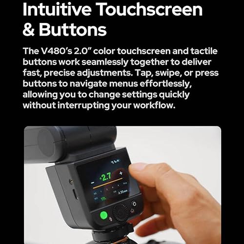 Godox V480S TTL Flash per Sony Speedlite Light,2.4G HSS 1/8000s, Batteria Agli Ioni di Litio da 7.2V/2200mAh, Empo di Riciclo di 1.7s,650 Flash a Piena Potenza,Lampada di Modellazione LED 10 Livelli - Fashionser