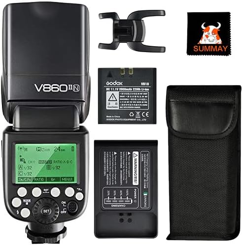 GODOX Ving V860II-N TTL Flash HSS 1/8000s con Ricaricabile Batteria Fotocamera Flash Speedlite per Nikon DSLR D800 D700 D3500 D5600 Z6 D5300 - Fashionser