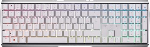 CHERRY MX 3.0S Wireless, Tastiera gaming meccanica senza fili con illuminazione RGB, Layout per la Germania (QWERTZ), Connessione Bluetooth, wireless o via cavo, Interruttori MX RED, Colore bianco - Fashionser