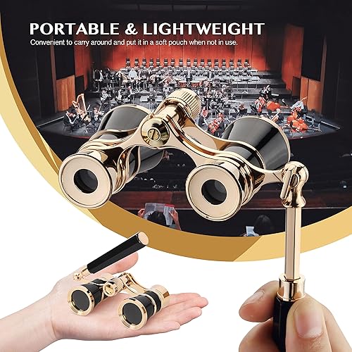 Aomekie Binocolo da Teatro Pieghevole 3X25 Teatro Occhiali con Manico Pieghevole Estendibile Incorporato per Concerto Spettacolo Turismo（nero） - Fashionser