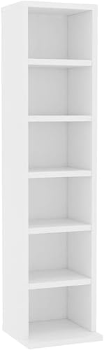 Mobile Porta CD Grigio Cemento 21x20x88 cm in Legno Multistrato (7,72KG) - Fashionser