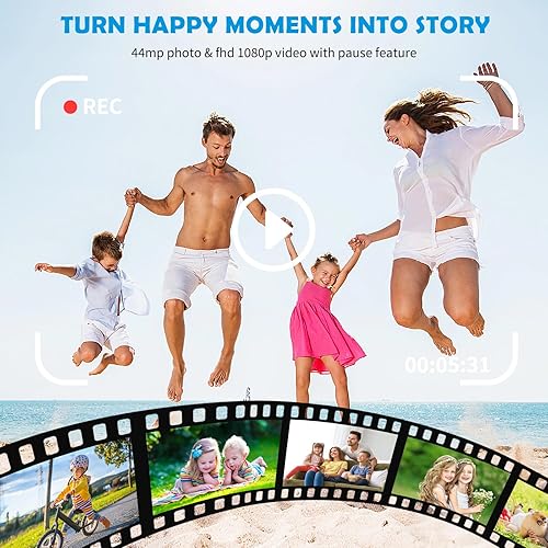 Macchina Fotografica Digitale con Scheda 64GB, 1080P 40MP Fotocamera Digitale Compatta con Zoom Digitale 8X Flash, Fotocamere Digitali Per Bambini Adolescenti Adulto Principianti (Grigio scuro) - Fashionser