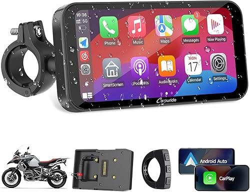 Carpuride W603B Schermo Carplay per Moto per BMW R1200GS R1250GS S1000XR, Touchscreen Impermeabile da 6,3 Pollici, Navigazione GPS Portatile Carplay/Android Auto per Moto - Fashionser