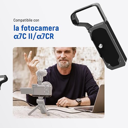 NEEWER A7C II A7CR Cage Gabbia, Rig Video in Alluminio con Base QR Arca Antiscivolo Compatibile con Sony DJI RS Gimbal, Morsetto Cavo HDMI, Guida NATO, Cold Shoe ARRI 3/8' Filetto 1/4', CA051 Argento - Fashionser