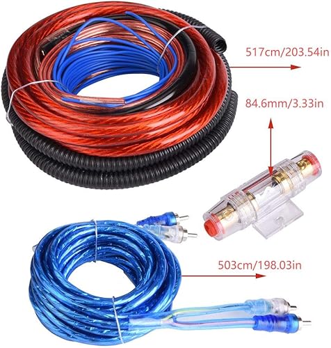 kit rca voiture + Amp Kit 4 Cavi Cavo di Installazione per Amplificatore 2800W Car o Subwoofer Installa Il Cavo RCA/Controllo/Alimentazione/Terra e Fusibile - Fashionser