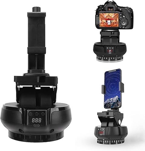 Testa a Treppiede Motorizzata, Testa a Sfera Elettrica Panoramica con Rotazione di 360 Gradi con Morsetto per Telefono, Rotatore di Ripresa Timelapse con Display Visivo per Telefoni Cellulari/fotocame - Fashionser