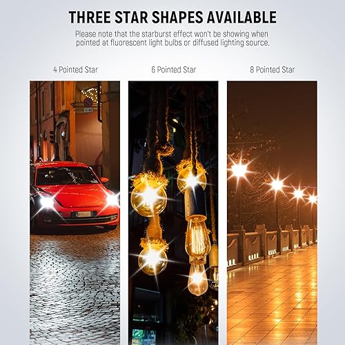 NEEWER 3pz 82mm Filtro Stella, Regolabile a Effetto Stella a Croce (4, 6, 8 Point) con Telaio in Lega di Alluminio Ultra Sottile, Definizione Alta senza Angoli Scuri, con Nano Rivestimento a 2 Lati - Fashionser