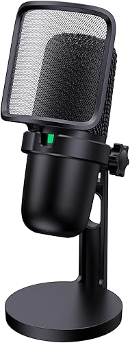 Hbaid Microfono per PC, ArctisX USB microfono a condensatore per computer, laptop e Mac, silenziamento tattile, microfono di registrazione per podcast di gioco in streaming (Nero Pro) - Fashionser