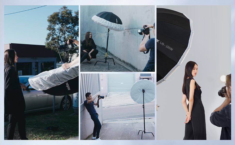 Godox UB-105W 41.3" 105cm105cm Interno bianco parabolico profondo ombrello riflettente Studio Soft 