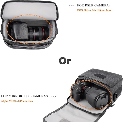 Besnfoto Borsa per fotocamera piccola borsa a tracolla per fotocamera DSLR mirrorless impermeabile in tela compatta custodia fotografica nera grigia - Fashionser