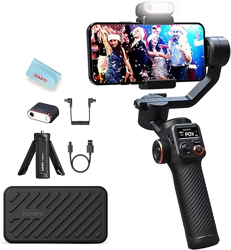 Hohem iSteady M6 Kit Stabilizzatore Gimbal per Smartphone a 3 assi con sensore di visione AI a luce di riempimento magnetica per iPhone Android con display OLED Carico massimo 400g - Fashionser