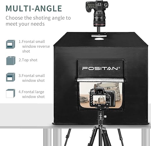 FOSITAN Kit Tenda Studio 80x80x80cm Fotografico Portatile con 2 strisce di LED regolabili 3 Panni Sfondi (Bianco, Nero, Arancione) - Fashionser