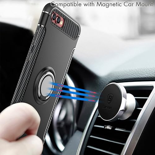BLUGUL Cover Honor View 10, Supporto per Anelli Girevole a 360 Gradi, Compatibile con Supporto Auto Magnetico, Custodie Case per Huawei Honor View 10 Nero - Fashionser