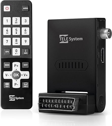 Tele System Mini Decoder Digitale Terrestre FACILE STEALTH con Funzione Autoscan e LCN, Lettore Multimediale USB Integrato - Telecomando Easy Incluso - Installazione Plug & Play via SCART o HDMI - Fashionser