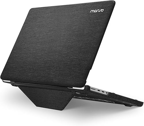 MOSISO Custodia Compatibile con MacBook Pro 16 Pollici Cover 2025 2024 2023 2022 2021 M4 M3 M2 M1 A3403 A3186 A2991 A2780 A2485,Tessuto Maglia Rivestito Custodia Rigida con Staffa Piega,Nero - Fashionser