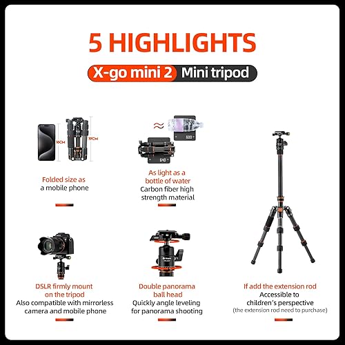 Fotopro Mini Treppiedi, 18,3 pollici treppiedi per fotocamera Ultra Compact, treppiede leggero da treppiede con testina a sfera per fotocamera Canon, Nikon, Sony e smartphone - Fashionser