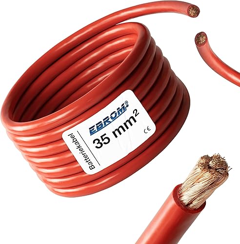 Cavo batteria rosso H07V-K 35 mm² – Cavo batteria – 99,9% rame OFC, 5 m (5 m), 35 mm² - Fashionser