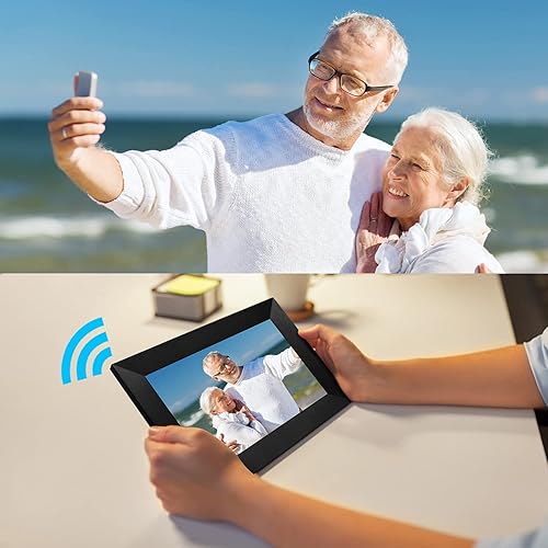 Cornice Digitale WiFi Hyjoy 8 Pollici Cornici Digitali Smart con Display Touchscreen IPS HD, 8GB di archiviazione per condividere foto o video ovunque tramite l'applicazione AiMOR - Fashionser