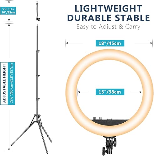 Neewer LED Luce dell’Anello Bicolore da 45cm con Display LCD e Supporto per Batteria,Supporto da Max 157cm e Borsa da Tasporto per Ripresa di Trucco dal vivo e Ripresa di Selfie Video YouTube - Fashionser