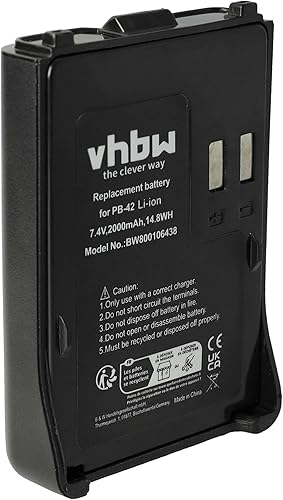 batteria compatibile con Kenwood TH-F6, TH-F6A, TH-F6E, TH-F7, TH-F7A, TH-F7E, TH-FTE radio (2000mAh, 7,4V, Li-Ion) - Fashionser