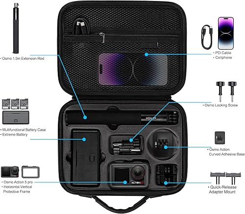Tomat Action 5 pro Custodia da trasporto per DJI Osmo Action 5 Pro/Action 4 Accessori per fotocamera Custodia rigida da viaggio compatibile con DJI Action 5/4 /3Adventure Combo - Fashionser