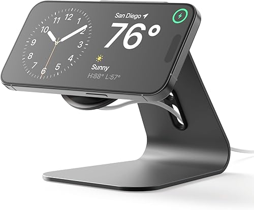 elago MS4 Supporto di Ricarica Compatibile con Caricatore MagSafe - Supporto in Alluminio Compatibile con i Modelli di iPhone 16, 15, 14, 13, 12 [Progettato per Modalità StandBy] [Cavo Non Incluso] - Fashionser