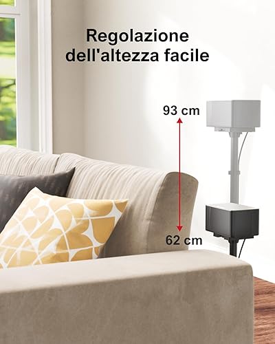 ULTIMEA Supporto per Altoparlanti Regolabile in Altezza, Nero, da 62 cm a 93 cm per Altoparlanti Surround, con una Capacità di Carico Fino a 3 kg - Fashionser