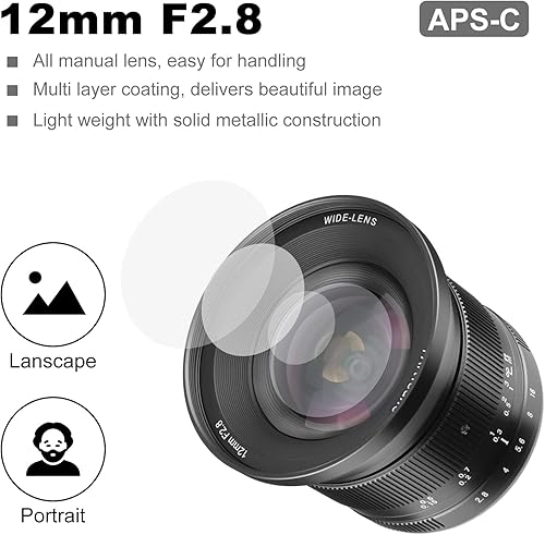 7artisans 12mm F2.8 Mark Ⅱ Ultra grandangolare APS-C Manuale Focus Prime Lens Compatibile per Sony E-Mount Mirrorless Fotocamere A6500 A6300 - Fashionser