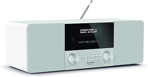 TechniSat DIGITRADIO 4 - Radio DAB stereo (DAB+, FM, streaming audio Bluetooth (ricezione), presa per cuffie, ingresso AUX, radiosveglia, display OLED, 20 watt RMS, altoparlante Elac) bianco - Fashionser