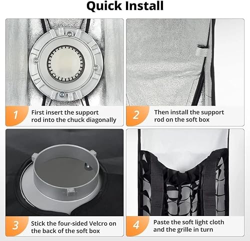 2PCS FW30X120 30x120 cm 12'x47' Beehive Honeycomb Grid Strip Softbox Bowens Mount per Studio Flash - Fashionser